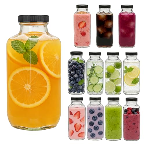 Accguan 16oz Reusable Water Bottles,Vintage Water Bottles for Juicing,Hot Sauce,Kombucha,Ginger Jar,Potion,Oil,Milk,Whiskey,Portable Travel Bottle,Smoothies Bottle(12pack) - size: 16oz