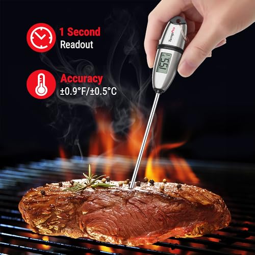 TempPro TP02S (2 Pack) Digital Food Thermometer for Cooking Bread Baking Sourdough Liquids, Meat Thermometer Digital with Super Long Probe for Kitchen BBQ Candy Making Accessory (Previously ThermoPro) - size: Digital