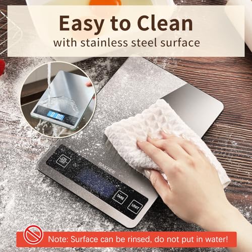 Food Scale, 15kg/33lb Digital Kitchen Scale with Stainless Steel & Tempered Glass, 1g/0.05oz Precise Weighing, Splash-Resistant and Sturdy Surface, for Cooking, Baking, Weight Loss, Meal Prep - color: Non-Rechargeable-Black