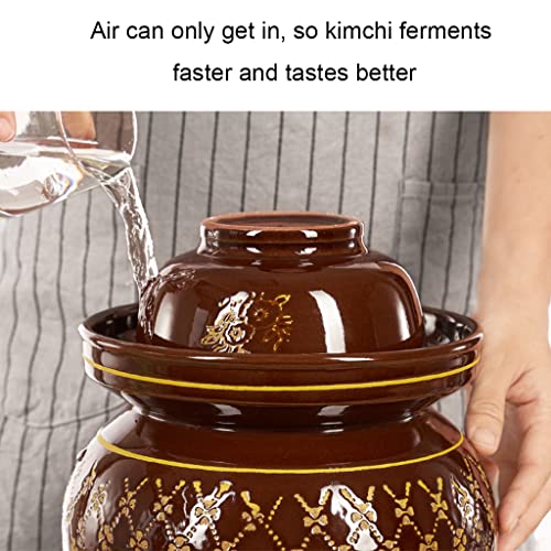 ZHOUXIAO Pickle Jar Ceramic Jar with Lid,Traditional Chinese Fermentation Kit Crock with Water Seal Airlock Lid, Fermentation Jar for Kimchi,Sauerkraut,Kombucha Jar 7KG