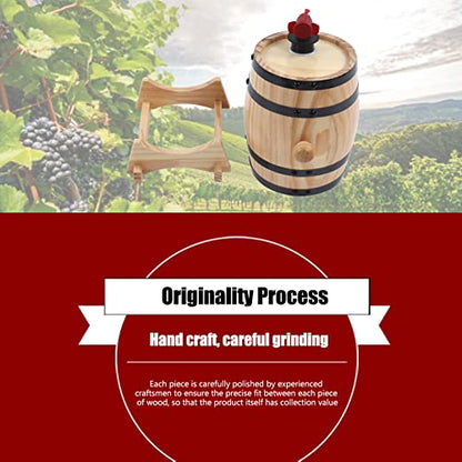 0.79 Gallon Whiskey Aging Barrel with Faucet - Pine Wood Wine Storage Keg for Bourbon, Brandy, Tequila | Large Capacity Retro Dispenser with Bracket | Home Bar, Catering, BBQ Accessory(3L) - size: 3L