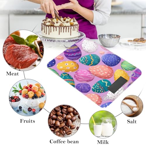 Food Scale Kitchen Scale for Baking Cooking Digital Food Weighing Measuring Scale Small Waterproof Electric Food Scale Colorful Cute Easter Eggs - color: Colorful Cute Easter Eggs