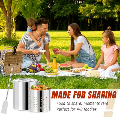 120QT Seafood Boil Pot with Detachable Stirring Paddle, Stainless Steel Stock Pot, Crawfish Boiler with Basket, Lid & Lifting Hook, Perfect for Outdoor Crab, Lobster & Shrimp Boils - style: 120QT+Mixing Paddle