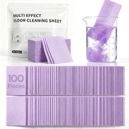 100PCS Multi Effect Floor Cleaner Sheets & Tablets, 2026 Upgraded Multiple Effect The Floor Clean Tablets for Mopping, Dissolvable Deep Cleaning Floor Sheet for Hardwood Laminate Tile Vinyl, Lavender