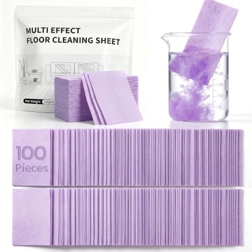 100PCS Multi Effect Floor Cleaner Sheets & Tablets, 2026 Upgraded Multiple Effect The Floor Clean Tablets for Mopping, Dissolvable Deep Cleaning Floor Sheet for Hardwood Laminate Tile Vinyl, Lavender