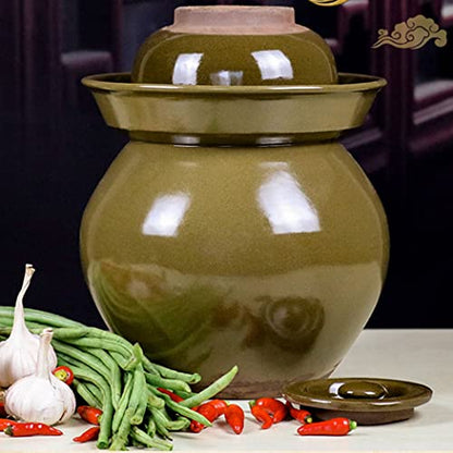 ZHOUXIAO Pickle Jar Ceramic Jar with Lid,Traditional Chinese Fermentation Kit Crock with Water Seal Airlock Lid, Fermentation Jar for Pickles,Kimchi,Sauerkraut,Kombucha Jar 7.5KG