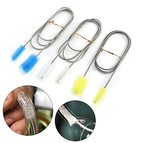 Fdit Tube Clean Brush Cleaning Brush for Water Pipe Flexible Double Tube Cleaning Brush Pipe Fish Brush Spring Clean Brush(Transparent)