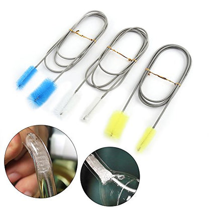 Fdit Tube Clean Brush Cleaning Brush for Water Pipe Flexible Double Tube Cleaning Brush Pipe Fish Brush Spring Clean Brush(Transparent)
