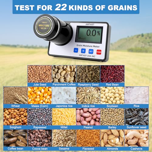 Grain Moisture Meter High Precision Grain Moisture Tester with Temperature Compensation Portable Seed Moisture Meter for 22 Grains including Wheat, Soybean, Coffee and More - color: Test 22 Grains