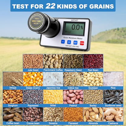 Grain Moisture Meter High Precision Grain Moisture Tester with Temperature Compensation Portable Seed Moisture Meter for 22 Grains including Wheat, Soybean, Coffee and More - color: Test 22 Grains