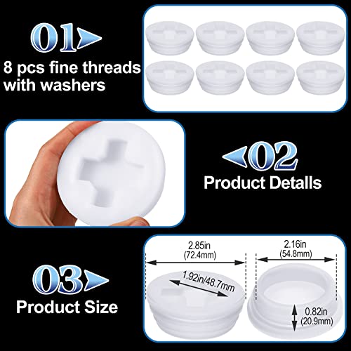 Bung Caps 2'' Fine and Coarse Thread with Gasket Poly Buttress Drum Bung Hole Cap for Most 15, 30 and 55 Gallon Plastic Drum (16 Pack)