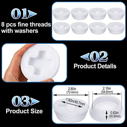 Bung Caps 2'' Fine and Coarse Thread with Gasket Poly Buttress Drum Bung Hole Cap for Most 15, 30 and 55 Gallon Plastic Drum (16 Pack)
