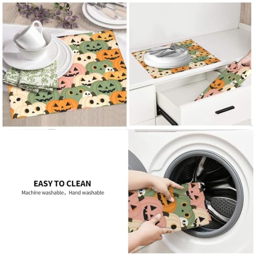 Cute Pumpkins White Ghost Dish Drying Mats for Kitchen Counter, Super Absorbent Microfiber Drainer Pad, Washable Reversible Appliance Protector, Everyday Kitchen Must-Have, 16x18 Inch - color: Cute Pumpkins White Ghost