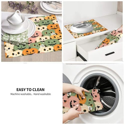 Cute Pumpkins White Ghost Dish Drying Mats for Kitchen Counter, Super Absorbent Microfiber Drainer Pad, Washable Reversible Appliance Protector, Everyday Kitchen Must-Have, 16x18 Inch - color: Cute Pumpkins White Ghost