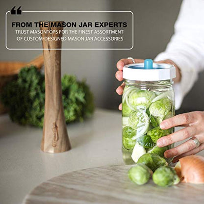 Masontops Pickle Pipes - Waterless Airlock Fermentation Lids - Wide and Regular Mouth Mason Jar Fermenter Caps - Premium Silicone