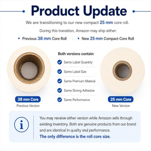 Blank Waterproof Label Stickers, Medium White Write-On Polypropylene Labels with Strong Permanent Adhesive, 70mm x 40mm (2.8” x 1.6”) 500/Roll, for Bottles, Storage Bins, Pantry & Cleaning Supplies - size: Medium
