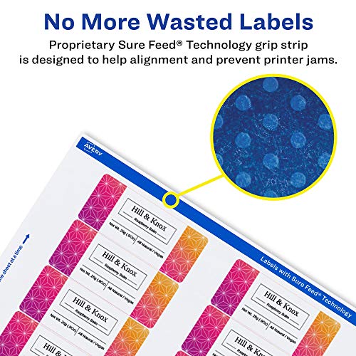 Avery Printable Durable White Rectangle Labels, Sure Feed Technology, 1.5" x 2.75", Print-to-the-Edge, Waterproof Labels, Laser & Pigment-Based Inkjet Compatible, 100 Total - style: 100 labels