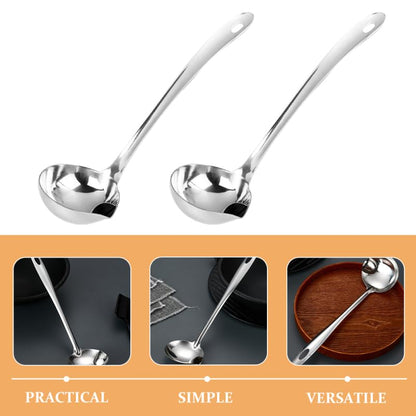 Fat Separator Ladle with Pour Spout Stainless Steel Oil Skimmer Spoon for Cooking Grease Separation and Soup Serving 10.43 Inch Set of 2