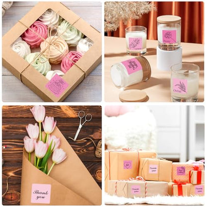 1.5 Inch Square Thermal Label Printer Stickers, Pink Gradient Self-Adhesive Direct Thermal Labels Stickers, Waterproof/Perforation Line Design- 500 Sheets - color: Pink Gradient, size: Square 1.5'' X 1.5''