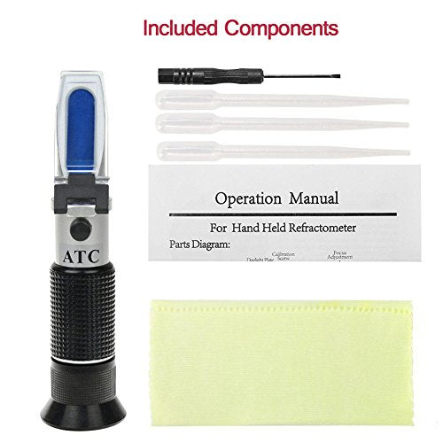 Refractometer for Grape Wine Brewing, Measuring Sugar Content in Original Grape Juice and Predicting The Wine Alcohol Degree, Dual Scale of 0-40% Brix & 0-25% vol Alcohol, Wine Making Kit