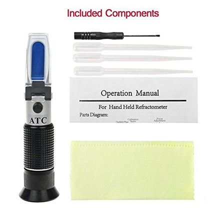 Refractometer for Grape Wine Brewing, Measuring Sugar Content in Original Grape Juice and Predicting The Wine Alcohol Degree, Dual Scale of 0-40% Brix & 0-25% vol Alcohol, Wine Making Kit