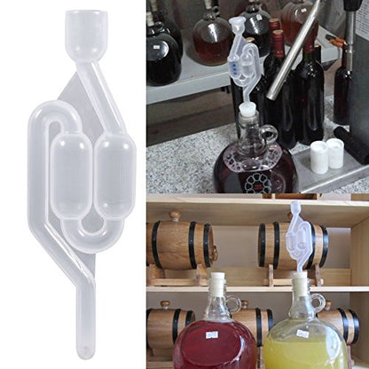 S Shape Twin Bubble Airlock, Transparent One Way Exhaust Valve for Automatic Fermentation in Wine Beer Making PPC Material 6.7 Inch