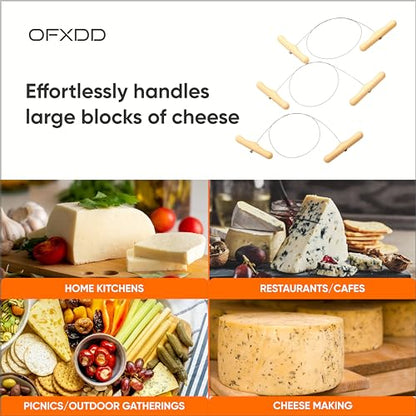 Cheese Cutter with Wire 10 Pcs - Stainless Steel Cheese Wire 18.5 Inch - Portable Cheese Cutter Wire with Handles for Soft and Hard - Wire Cheese Cutter Strings for Block and Slices
