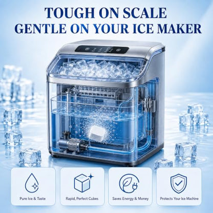 Ice Machine Cleaner Tablets Descaler, 24 Count Nickel Safe Ice Maker Cleaner Tablets, Compatible with Countertop, Nugget, Opal, Kitchenaid, GE Profile, Food-Grade Formula, Effective Descaling