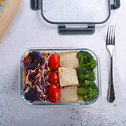 M MCIRCO [5-Packs, 36 Oz Glass Meal Prep Containers with Snap Locking Lids Glass Food Containers,Airtight Lunch Container,Microwave, Oven, Freezer and Dishwasher (4.5 Cup) - color: Gray
