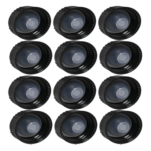 Phenolic Resin Cover 28mm Black Poly Seal Screw Caps, Plastic Lids Amber Boston Round Glass Beer Bottles Poly Cone Cap, Brewing Wine Jug Cap for Cosmetics, Daily Chemicals Bottles（White） - color: Black,28mm