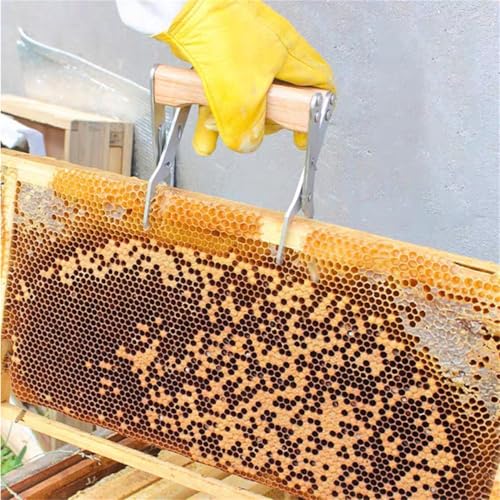 2 Pack Stainless Steel Bee Frame Gripper with Wooden Handle Non-Slip Beehive Frame Holder Tool
