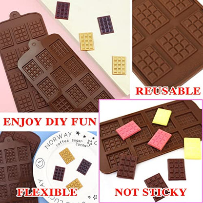 2 Pieces Silicone Break Apart Chocolate Moulds,Silicone Square Mold,Non-Stick Candy Chocolate Bar Mold,Reusable Candy Protein Silicone Chocolate Mold - color: 2PCS