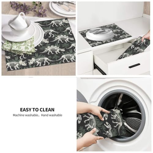 Dinosaur Skeletons Botanical Dish Drying Mats for Kitchen Counter, Super Absorbent Microfiber Drainer Pad, Washable Reversible Appliance Protector, Everyday Kitchen Must-Have, 16x18 Inch - color: Dinosaur Skeletons Botanical