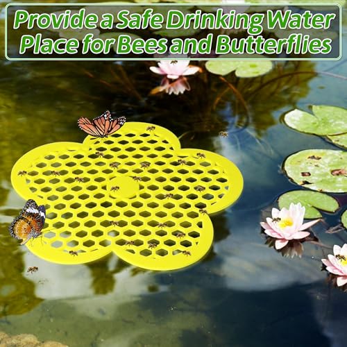 4PCS Bee Watering Station for Garden, 8.66 Inch Flower Floating Bee Island | EVA Foam Butterfly Bee Water Feeder, Floating Bee Waterer Station, Bee Hydration for Bird Bath, Pond, Patio, Outdoor Garden