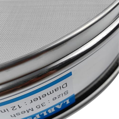 35 Mesh Lab Sieves 12" Diameter 304 Stainless Steel Wire Cloth Test Sieve for Industrial Laboratory Home - size: 35 mesh