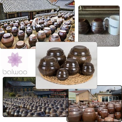 Earthenware Onggi Korean Traditional Clay Jar Ceramic Canister/Handmade Food Sauce Storage Container for Tea, Coffee Bean, Salt/Breathing Clay Pot Kimchi Fermentation Crock (5L(1.3 gal)) - size: 169.1 Ounces