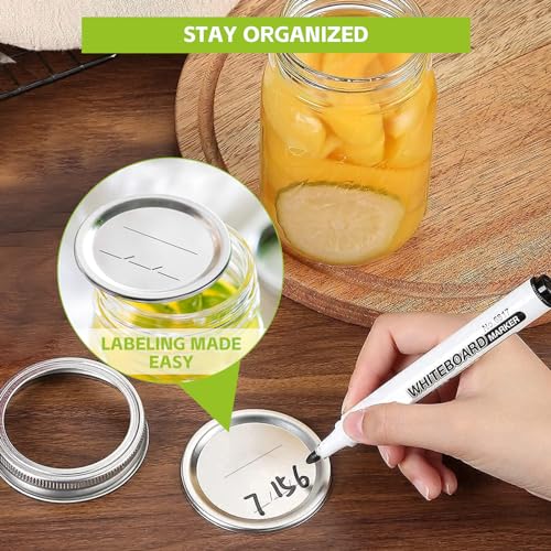 Electric Mason Jar Vacuum Sealer Kit & Mason Jar Lids and Rings 48Pcs/24 Sets for Wide Mouth