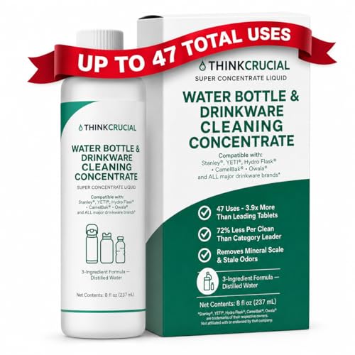 Think Crucial Bottle Blaster - 47-Use Water Bottle Cleaning Concentrate - Made in USA - Compatible with Stanley, YETI, Hydro Flask, CamelBak - 8 oz