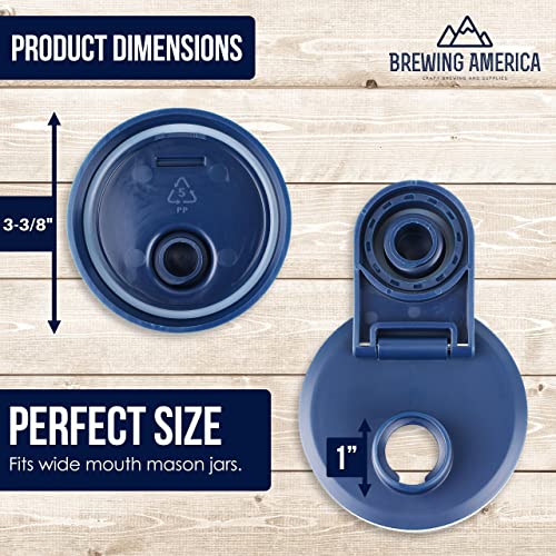 Mason Jar Lids Wide Mouth Plastic 4 pack-USA Made-Flip Cap Screw Top Pour Spout Drink Hole - Leak-proof for Kerr and Ball Canning Jars - Airtight for Drinks to Go and Controlled Pouring - Blue - color: Old Glory Blue