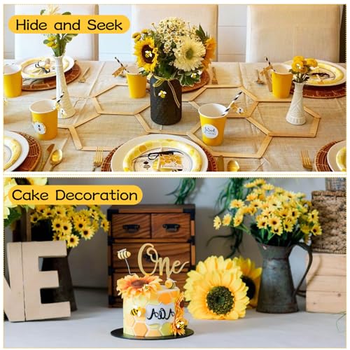 Tidponra 120PCS Bumble Bee Décor, Resin Honey Bees for Crafts, Small Plastic Bees Ornaments for Decorations