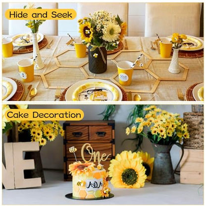 Tidponra 120PCS Bumble Bee Décor, Resin Honey Bees for Crafts, Small Plastic Bees Ornaments for Decorations