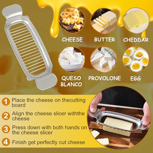 Stainless Steel Butter Slicer Cutter with 2 Butter Knives – Hand Held Ergonomic Butter Cutter for Stick Butter & Soft Cheese, 3 in 1 Easy Butter Spreader Knife for Cold Butter Slicing & Spreading - color: Silver Gray ( with 2 Butter Knives)