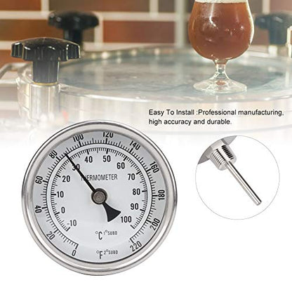 1 2 NPT Stainless Steel Dial Thermometer 1 2 NPT Homebrew Kettle Thermometer Weldless with O Rings 0 to 220F Kettle Stainless Steel Brew Pot
