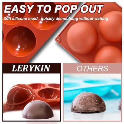 Lerykin 3 Pack Extra Large 5-Cavity Semi Sphere Silicone Molds, Half Sphere Baking Mold Non-Stick for Making Big Size Hot Chocolate Bomb, Jelly, Cake, Dome Mousse - color: 5-Cavity Extra Large ( 3 Pack )