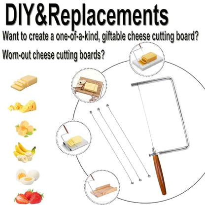 7in Cheese Slicer Kit Accessories Kitchen Knife Cheese Cutter Stainless Steel Components DIY for Making Giftable Cheese Cutting Boards with This Cheese Cutter Kit,Wire Cheese Slicer(1Slicer+3Wires)7" - size: 7in