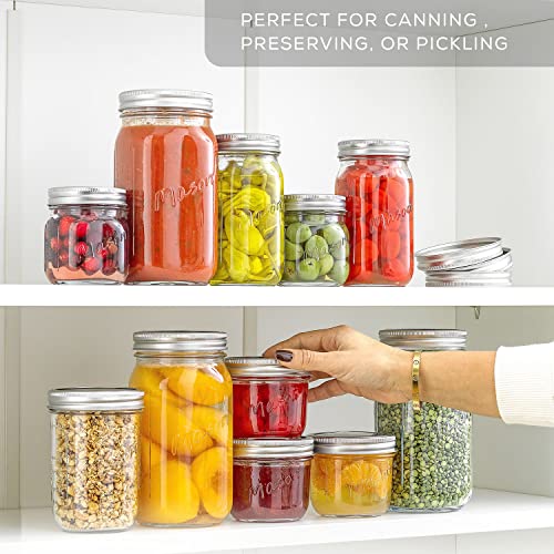 32 Oz Mason Jars With Lids, Labels and Measures! 6-Pack Wide Mouth Mason Jars, Glass Jar with Lid and Band. Airtight Canning Jars, Overnight Oats Jars, Salad Jars, Sourdough Starter Jar