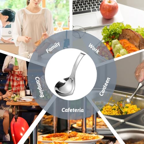 2Pcs Soup Ladle, Soup Spoons Stainless Steel 304 with Pour Spout, Large Ladle Spoon Cooking Utensils Ladles for Serving Metal Ladle Gravy Punch - size: Large