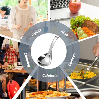 2Pcs Soup Ladle, Soup Spoons Stainless Steel 304 with Pour Spout, Large Ladle Spoon Cooking Utensils Ladles for Serving Metal Ladle Gravy Punch - size: Large