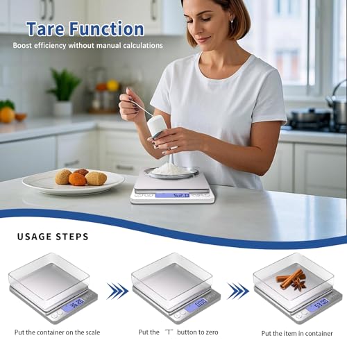 Gram Scale Small Digital Food Scale, 500g by 0.01Gram/0.001Ounce, Accurate Weighting, MEIYA Multifunction Kitchen Scale for Jewelry/Baking/Soap, 9 Units, Tare Function, LCD Display, Including Battery