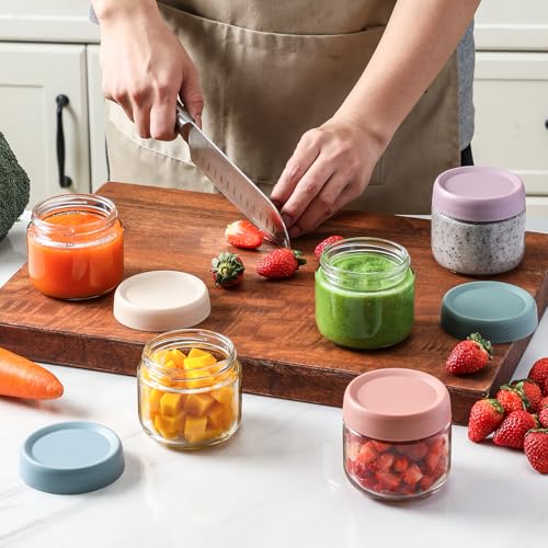 NETANY 6-pack 8oz Glass jars with Airtight Lids, Overnight Oats Containers with Lids, Wide mouth Mason Salad jars, Glass Food Storage Containers for Snacks Yogurt Spice Sugar - size: 8oz